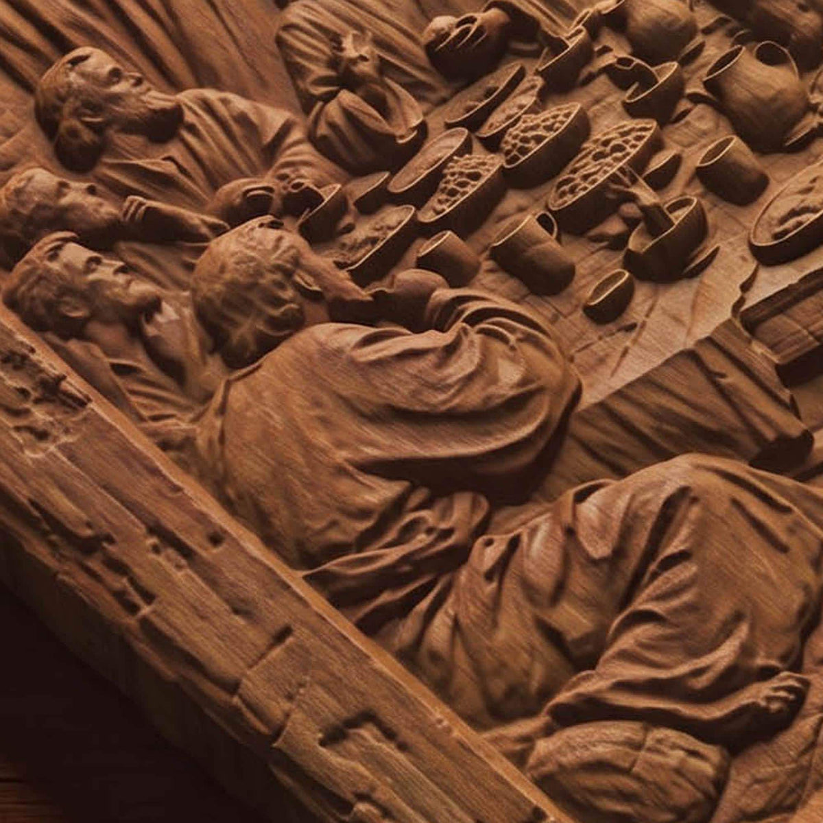 The Last Supper Wooden Carved Handmade Christian Icon Byzantine Greek Orthodox Home Decor Cretan Holy Carvings