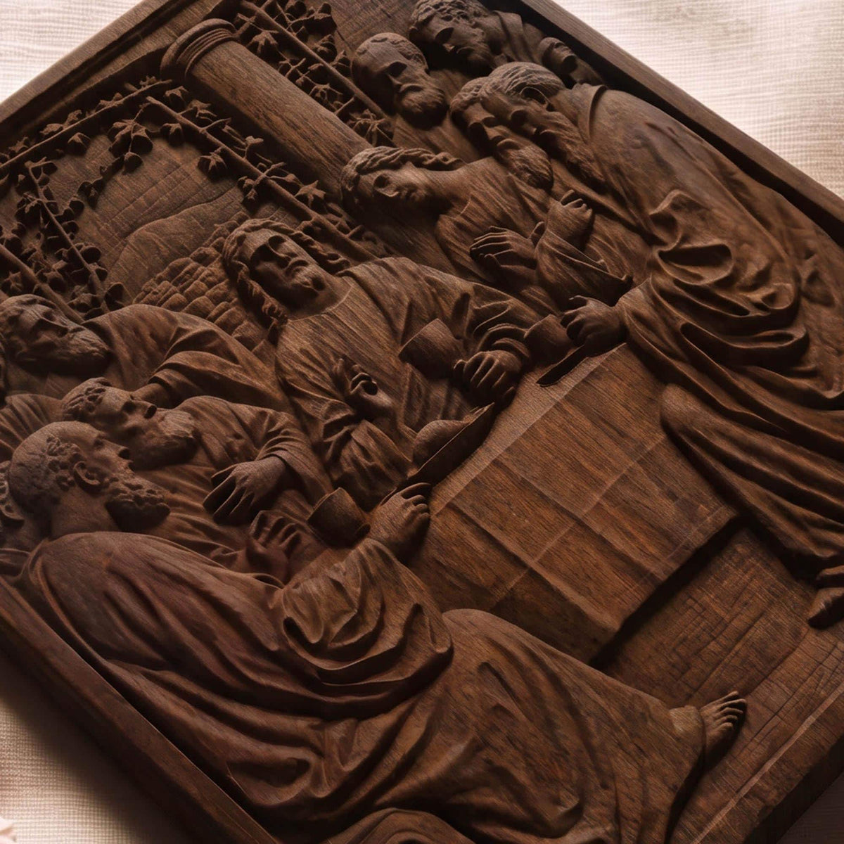 The Last Supper 3 Simple Frame Wooden Carved Handmade Christian Icon Byzantine Greek Orthodox Home Decor Cretan Holy Carvings