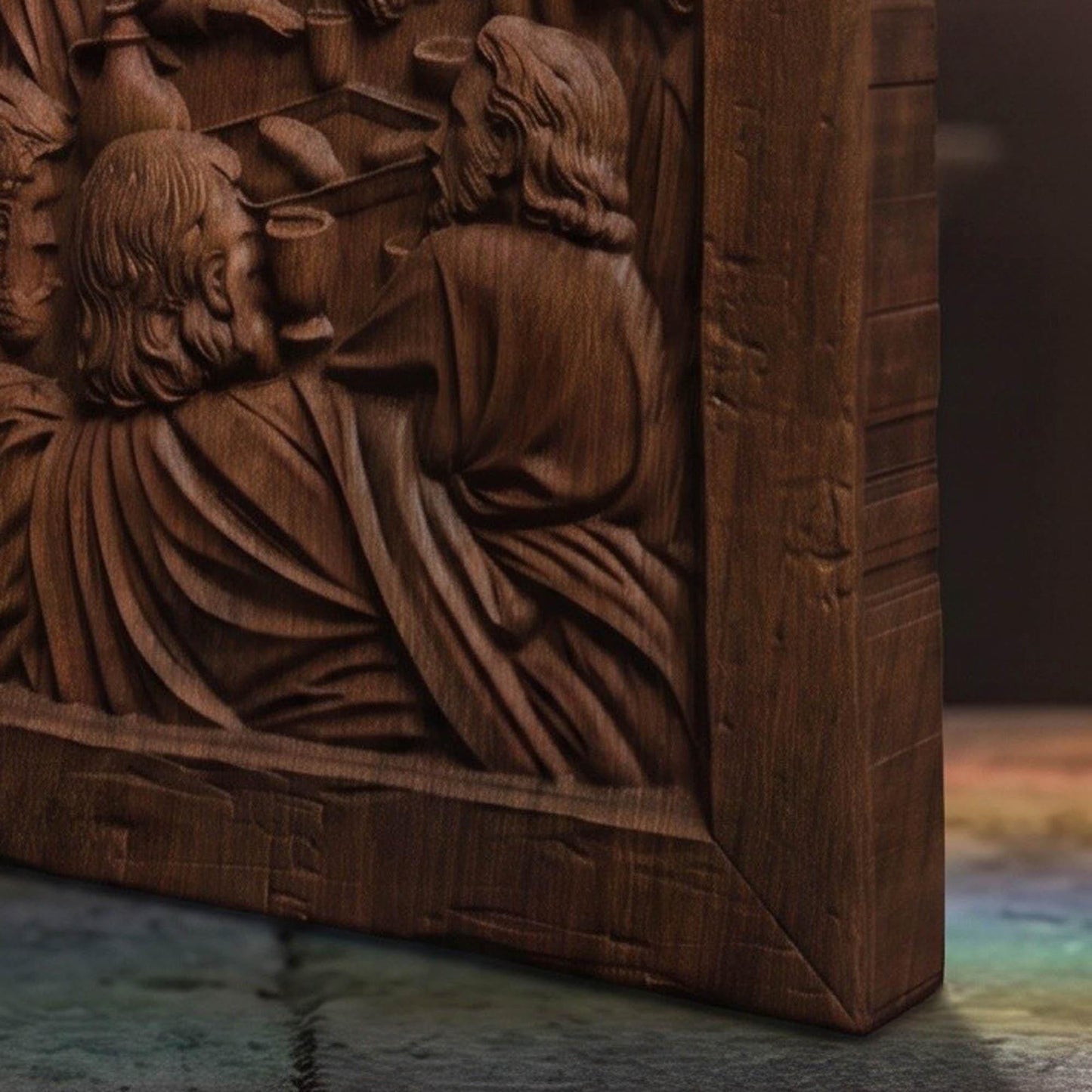 Jesus Christ Blesses the Wine Wooden Carved Handmade Christian Icon Byzantine Greek Orthodox Home Decor Cretan Holy Carvings