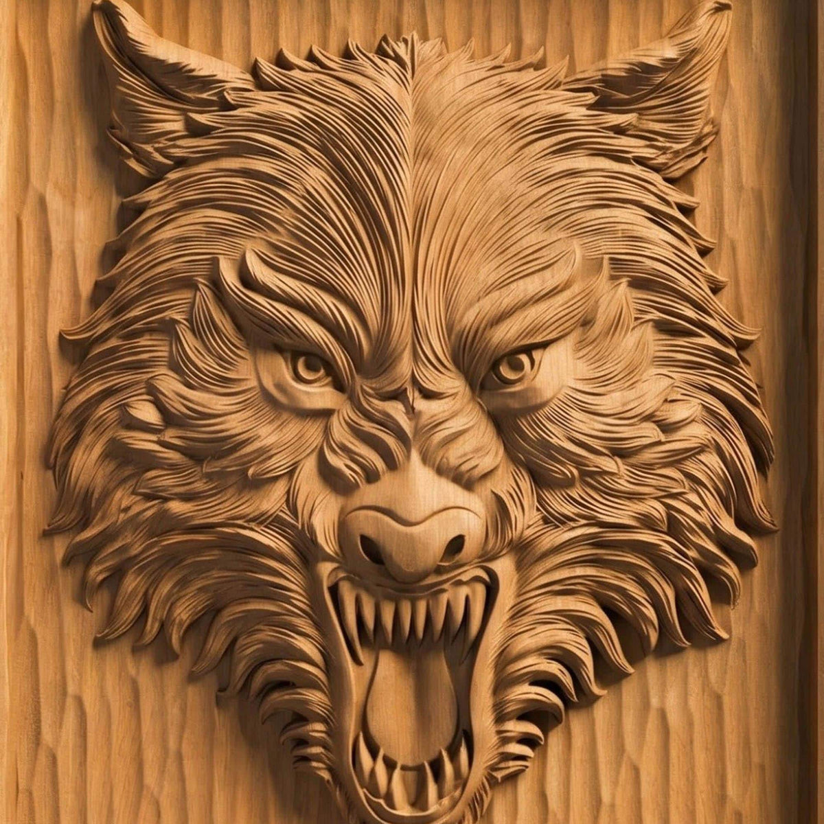 Wolf Beast Bas Relief | Wooden Wolf Carving | Sculptural Gift Idea