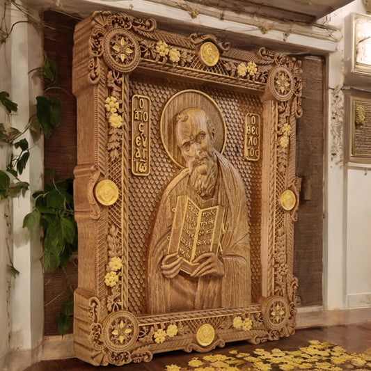 Άγιος Ιωάννης ο Θεολόγος Ξυλόγλυπτη Εικόνα.
