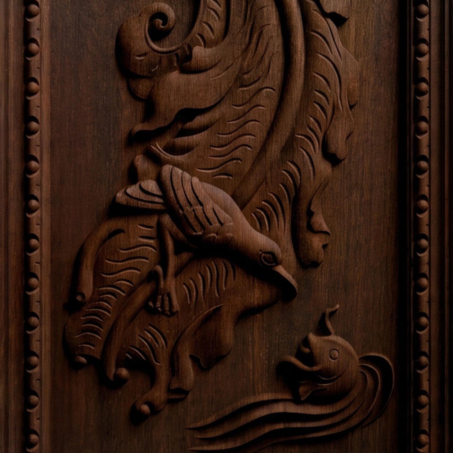 Bird and Fish Wooden Bas Relief | Wood Panel Art | Sculptural Gift Idea