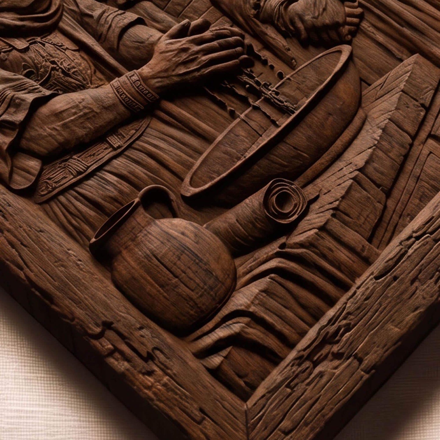 Pilate Washes his Hands of the Blood of Jesus Christ Wooden Carved Handmade Christian Icon Byzantine Greek Orthodox Home Decor Cretan Holy Carvings