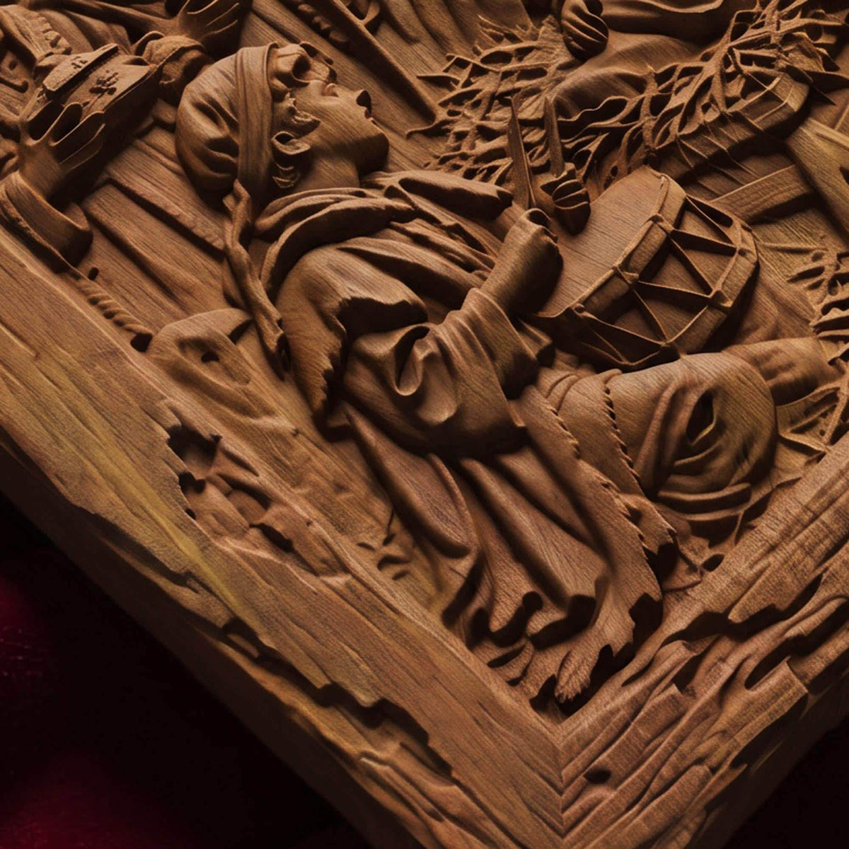 The Birth of Jesus Wooden Carved Handmade Christian Icon Byzantine Greek Orthodox Home Decor Cretan Holy Carvings
