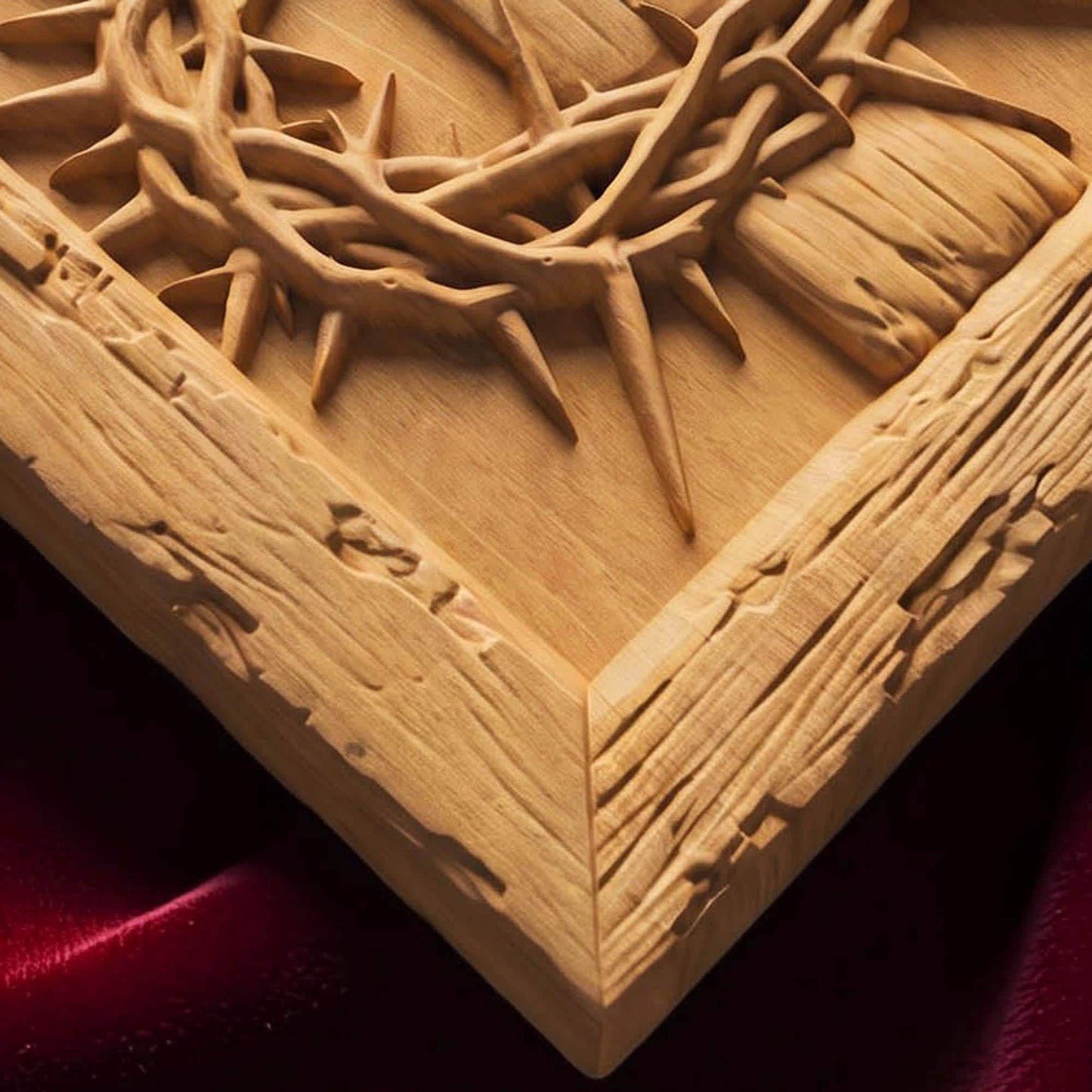 The Cross, Nails and Crown of Thorns Wooden Carved Handmade Christian Icon Byzantine Greek Orthodox Home Decor Cretan Holy Carvings