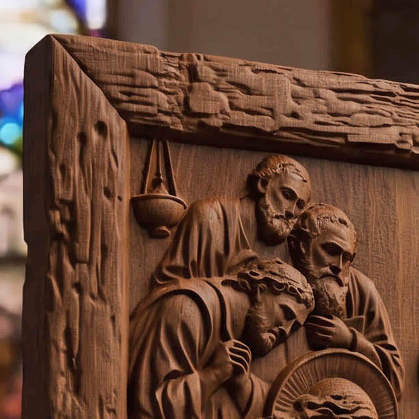 Jesus Christ Washes His Disciple’s Feet Wooden Carved Handmade Christian Icon Byzantine Greek Orthodox Home Decor Cretan Holy Carvings