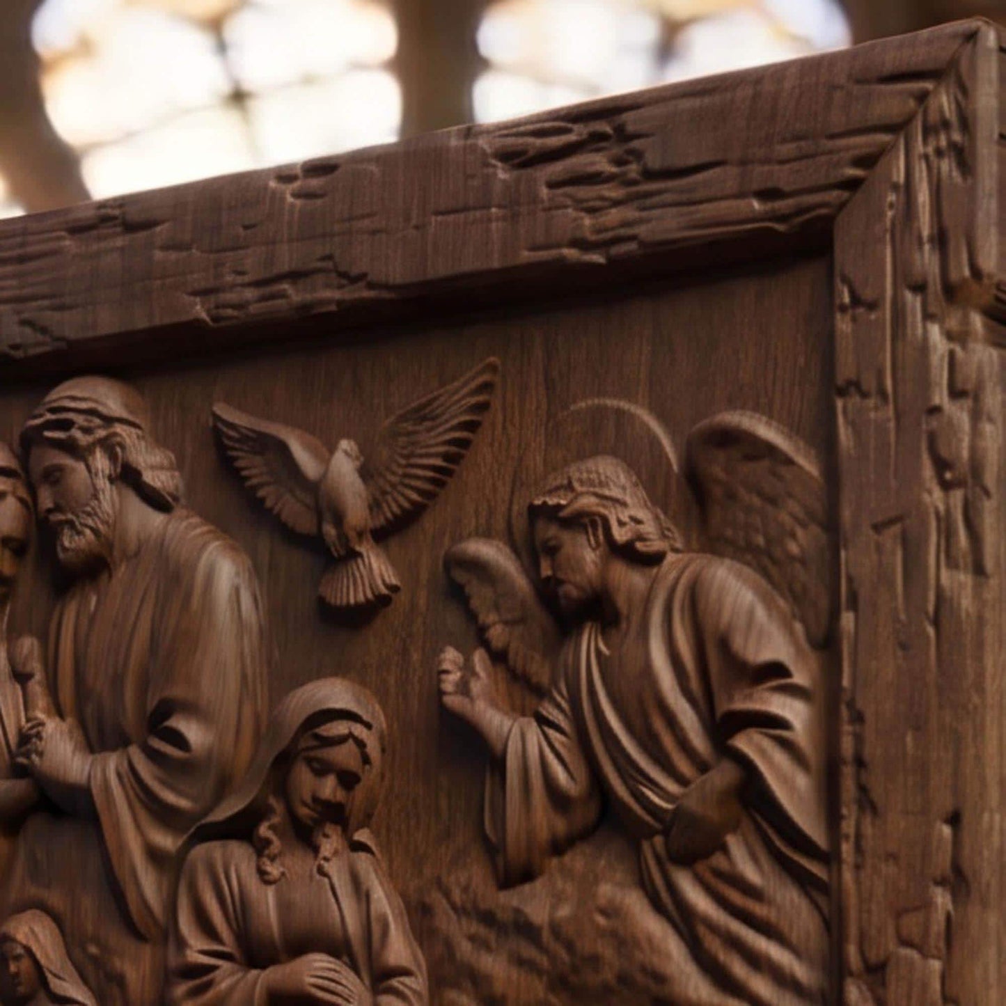 The Road to the Birth of Jesus Wooden Carved Handmade Christian Icon Byzantine Greek Orthodox Home Decor Cretan Holy Carvings