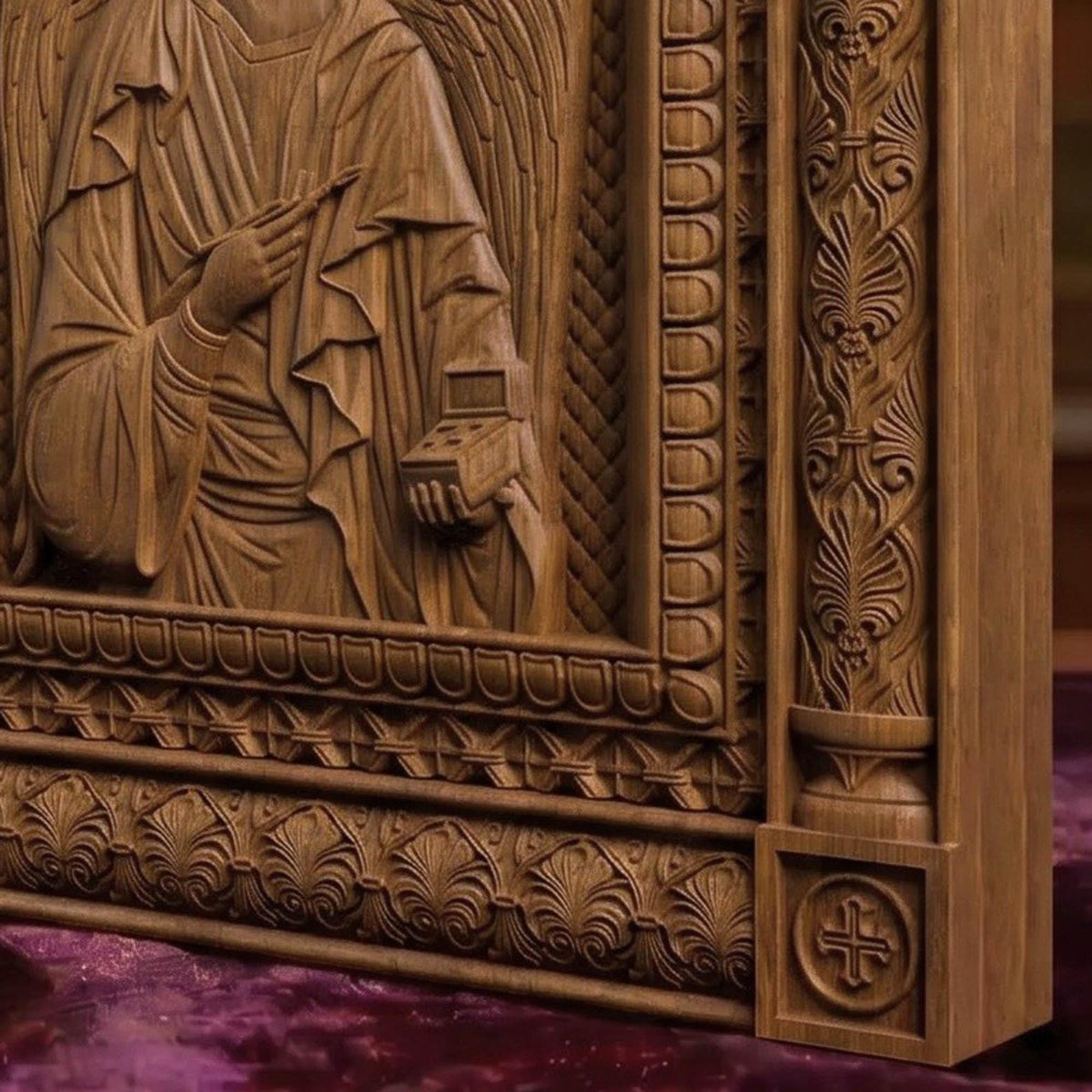 Archangel Raphael Wooden Carved Handmade Christian Icon | Byzantine Greek Orthodox Home Art Decor