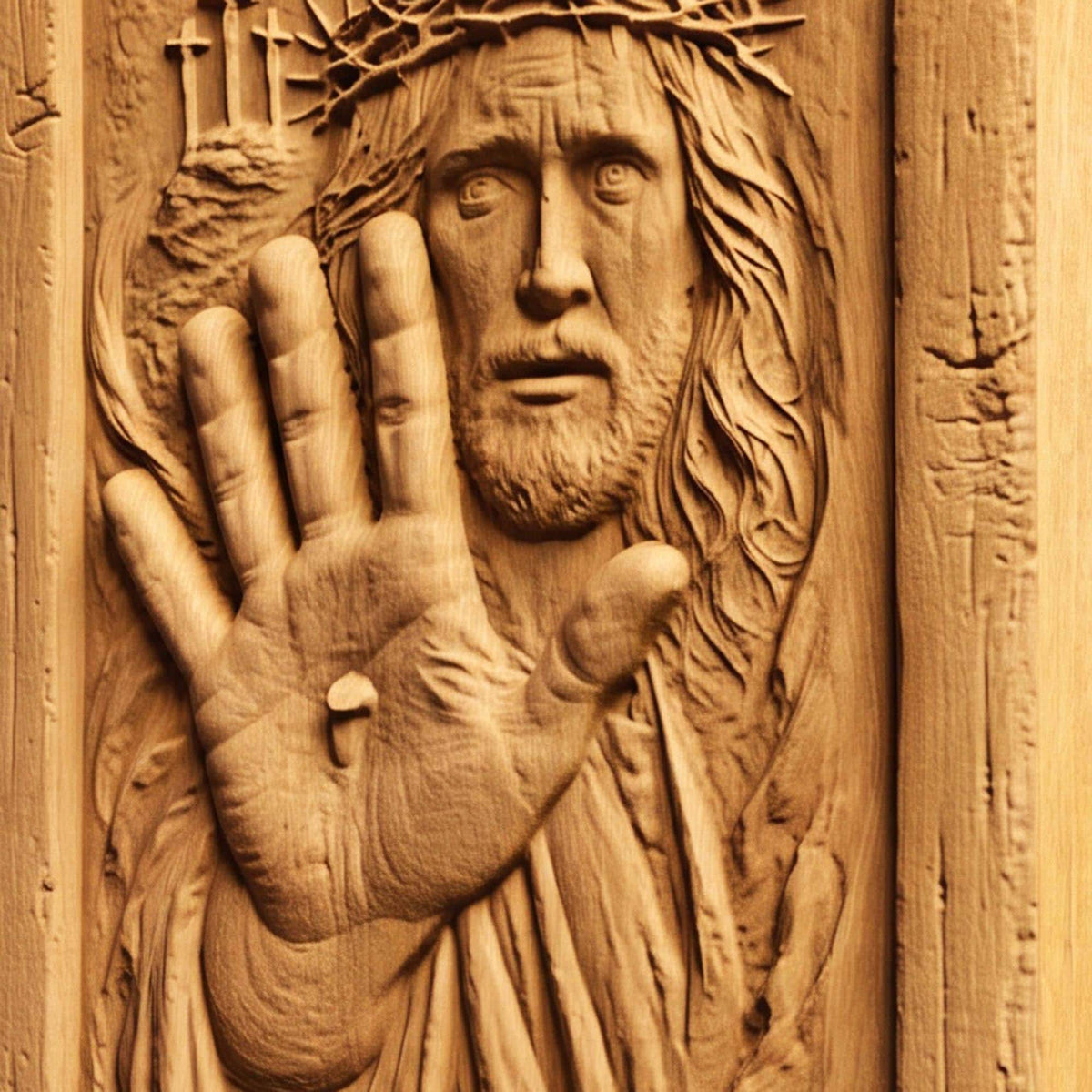 Jesus Christ Wound Wooden Carved Handmade Christian Icon Byzantine Greek Orthodox Home Art Decor Cretan Holy Carvings