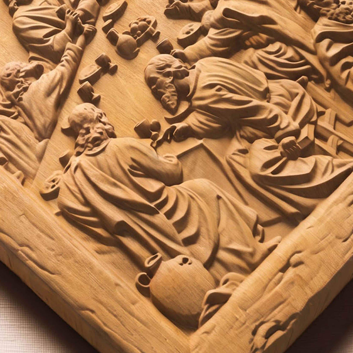 The Last Supper 5 Wooden Carved Handmade Christian Icon Byzantine Greek Orthodox Home Decor Cretan Holy Carvings