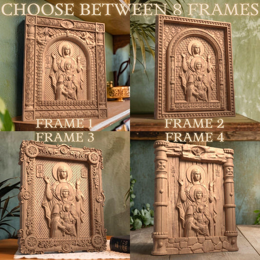 Παναγία, Αγία Άννα και Ιησούς Χριστός Ξυλόγλυπτη Εικόνα.