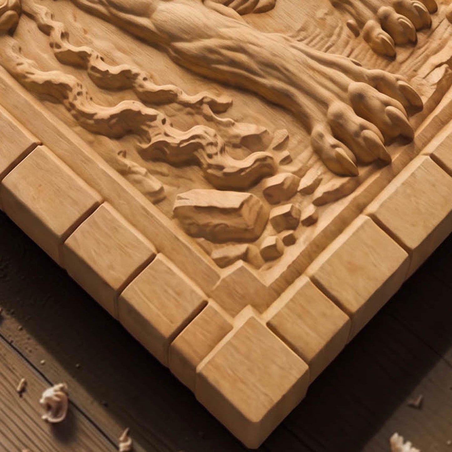 Cerberus the Three Headed Dog Ancient Greek Mythology Monster 3D Wooden Bas Relief Panel Art Sculptural Gift Idea Cretan Holy Carvings