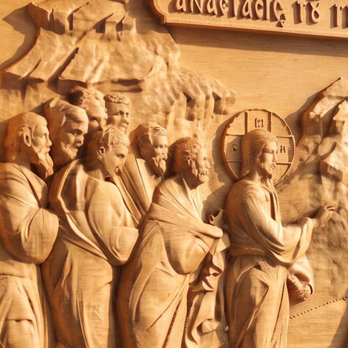 Jesus Christ Resurrecting the Son of the Widow Wooden Carved Handmade Christian Icon | Byzantine Greek Orthodox Home Art Decor