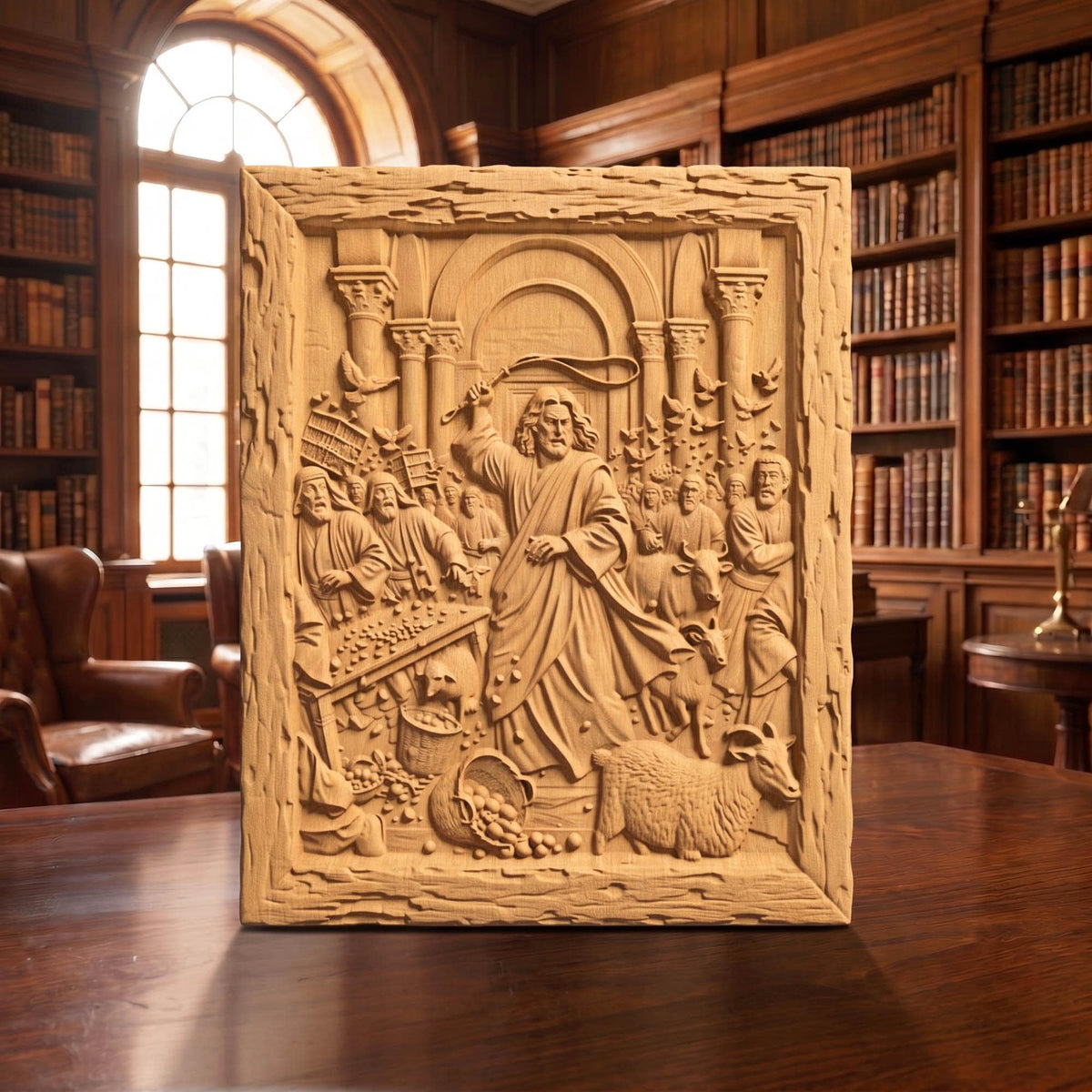 Jesus Christ Cleansing the Temple Wooden Carved Handmade Christian Icon  Byzantine Greek Orthodox Home Decor Cretan Holy Carvings