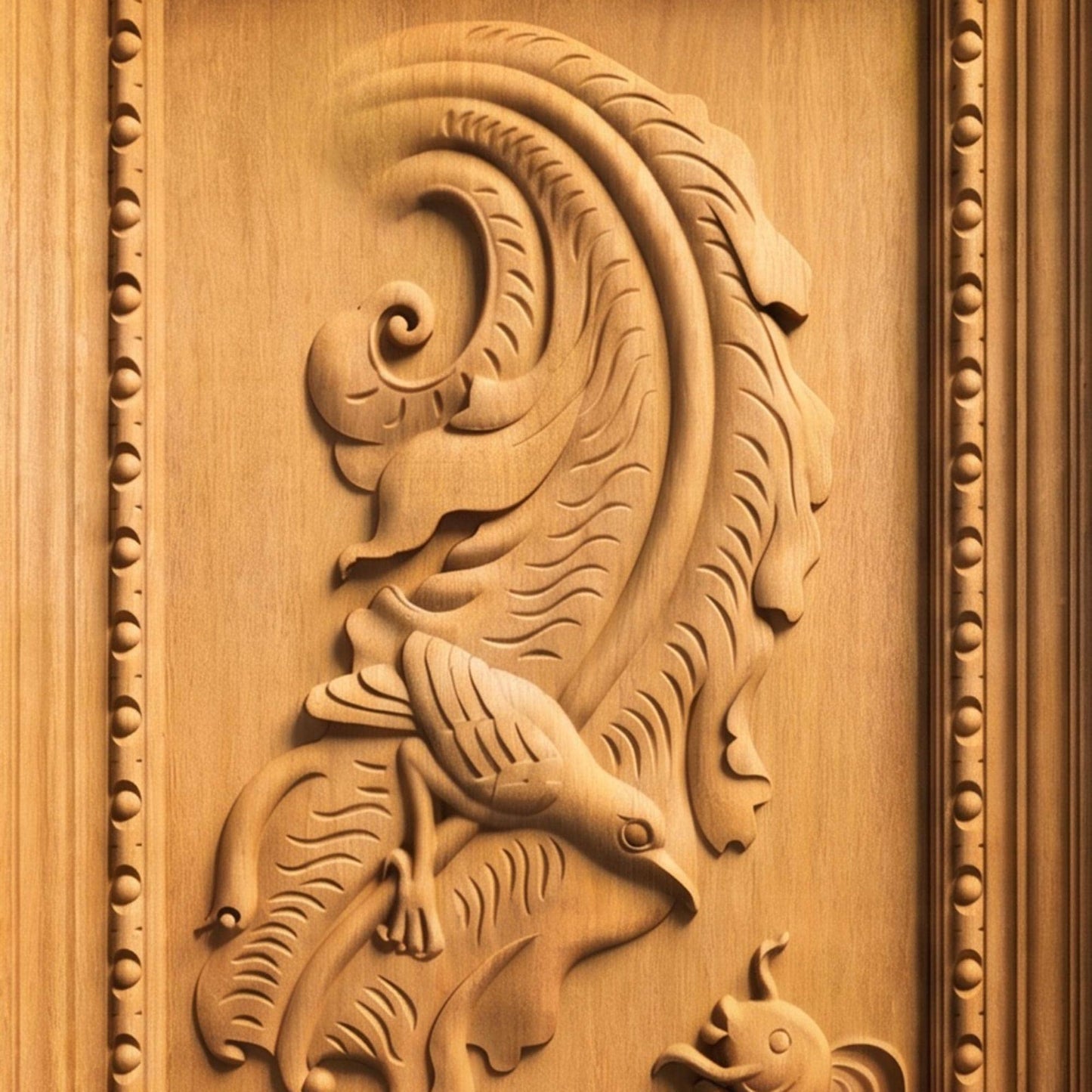 Bird and Fish Wooden Bas Relief | Wood Panel Art | Sculptural Gift Idea