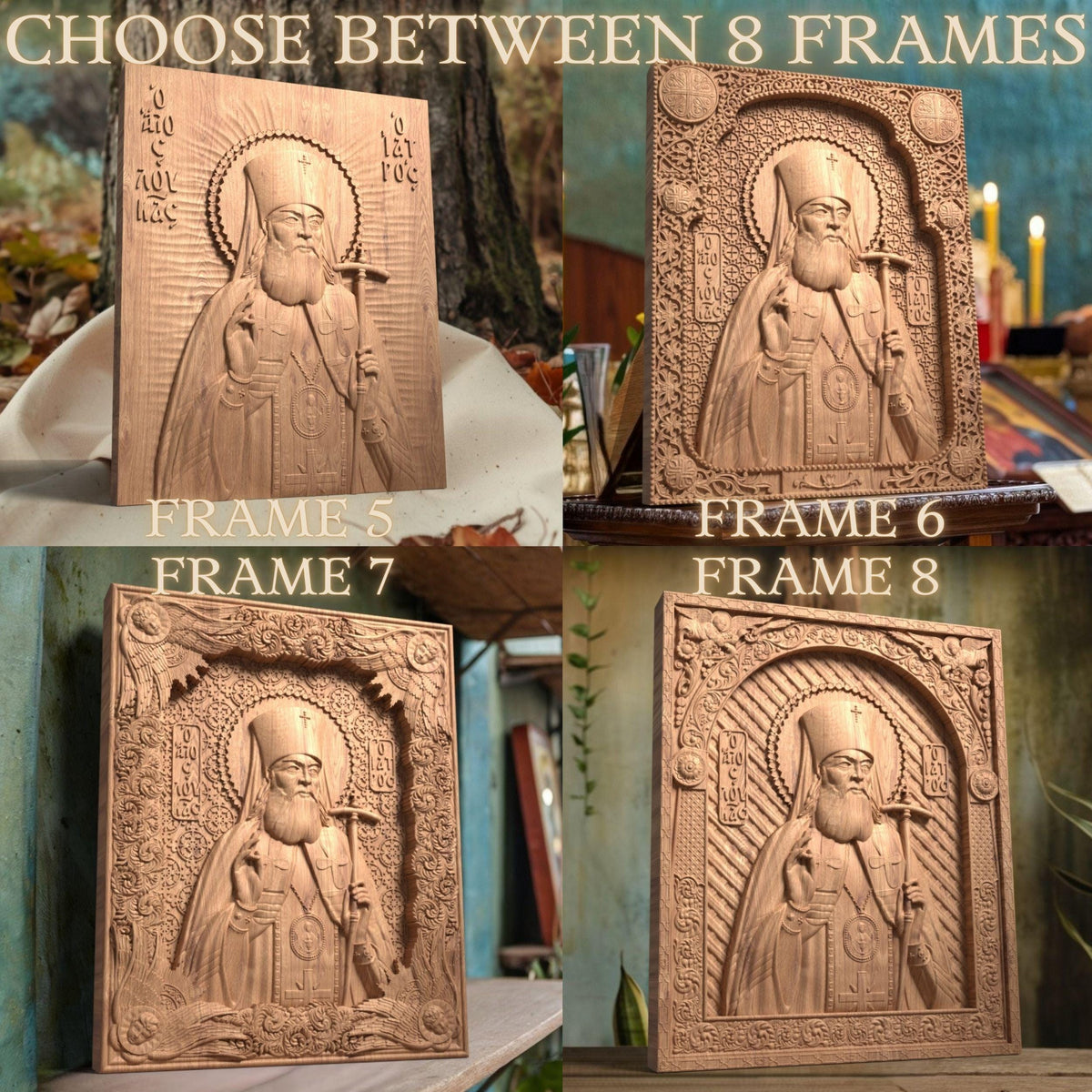 Saint Luke the Doctor Wooden Carved Handmade Christian Icon. Byzantine Greek Orthodox Home Art Decor.
