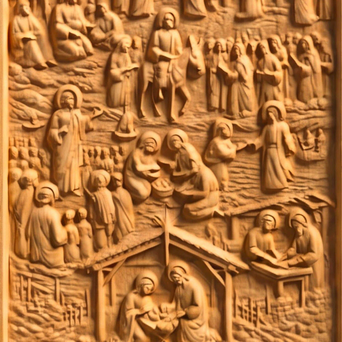 Jesus Christ Life Wooden Carved Handmade Christian Icon  Byzantine Greek Orthodox Home Art Decor Cretan Holy Carvings
