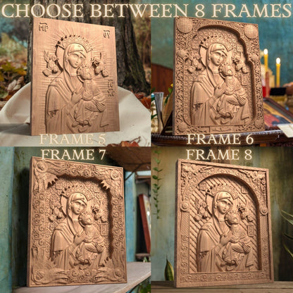 Παναγία Φοβερά Προστασία Ξυλόγλυπτη Εικόνα.
