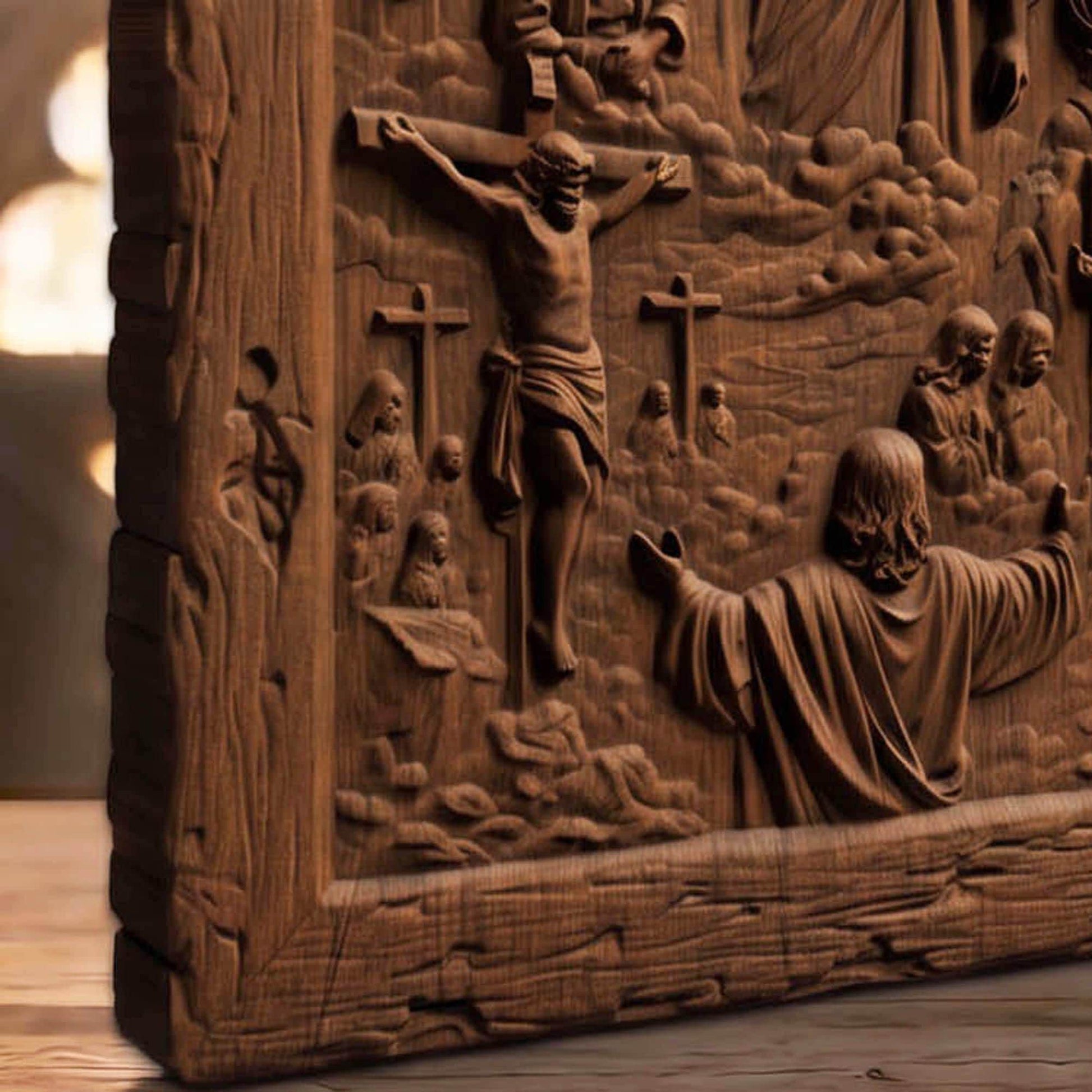 The Life of Jesus Christ Wooden Carved Handmade Christian Icon  Byzantine Greek Orthodox Home Decor Cretan Holy Carvings