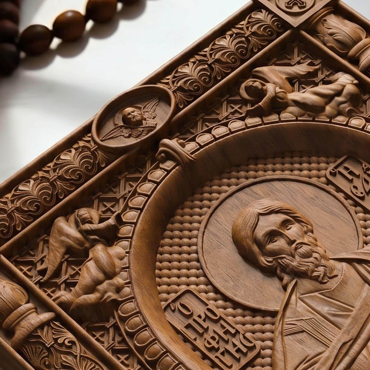 Prophet Isaiah Wooden Carved Handmade Christian Icon | Byzantine Greek Orthodox Home Art Decor