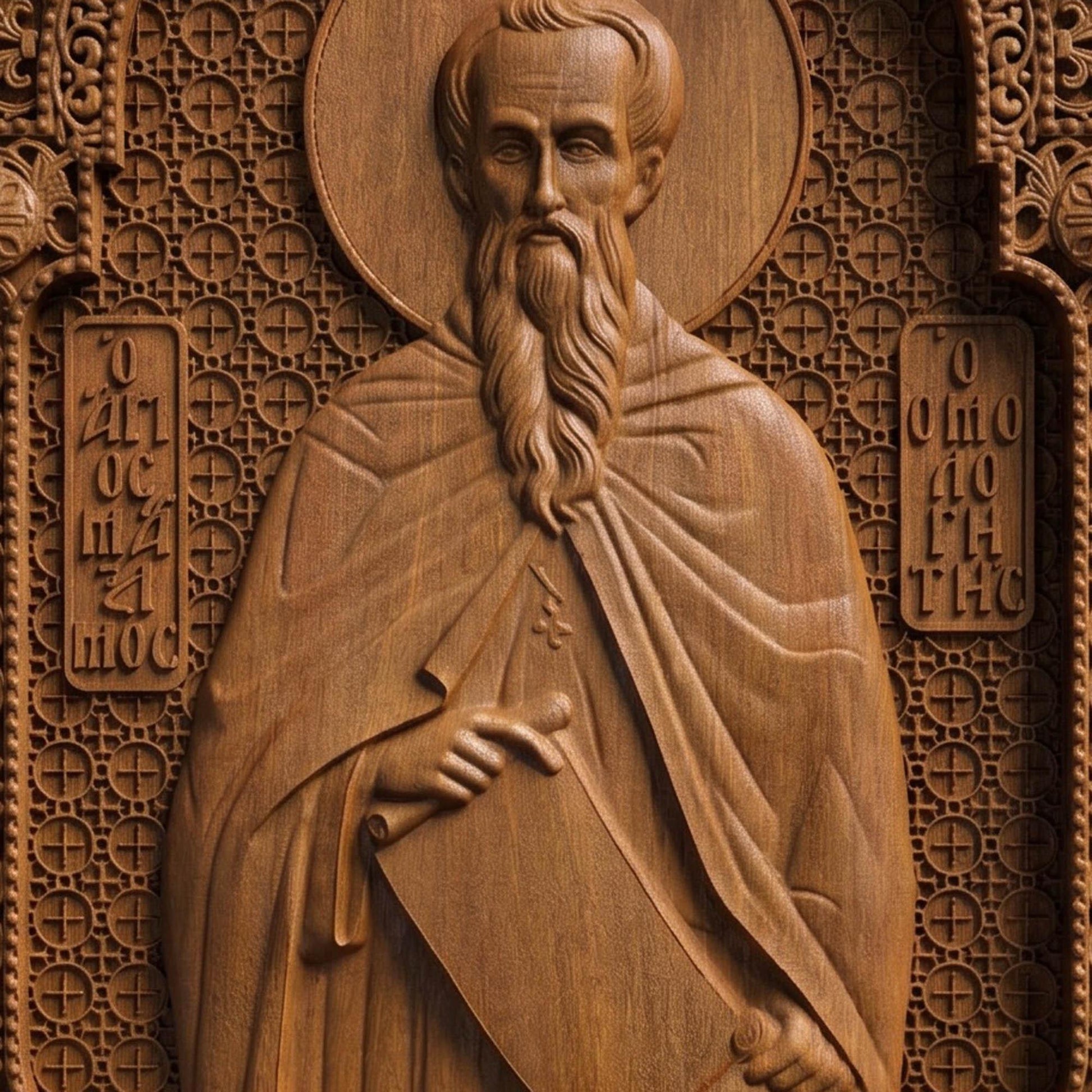 Saint Gregory the Confessor Wooden Carved Handmade Christian Icon | Byzantine Greek Orthodox Home Art Decor