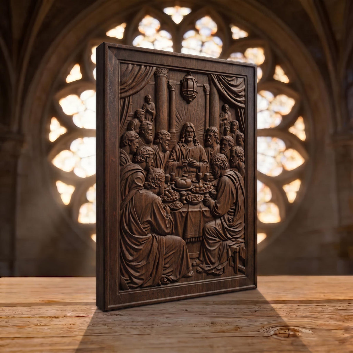 The Last Supper 2 Plain Frame Wooden Carved Handmade Christian Icon  Byzantine Greek Orthodox Home Decor Cretan Holy Carvings