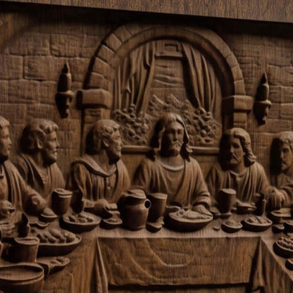The Last Supper Simple Frame Wooden Carved Handmade Christian Icon  Byzantine Greek Orthodox Home Decor Cretan Holy Carvings
