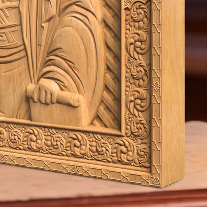Prophet Jeremiah Wooden Carved Handmade Christian Icon | Byzantine Greek Orthodox Home Art Decor