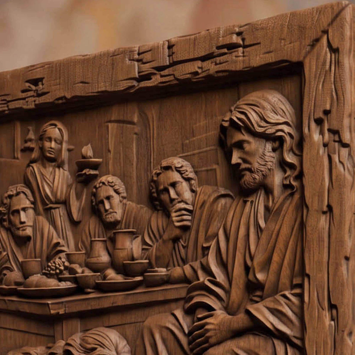 Mary Washing Jesus Christ Feet with Her Hair Wooden Carved Handmade Christian Icon  Byzantine Greek Orthodox Home Decor Cretan Holy Carvings