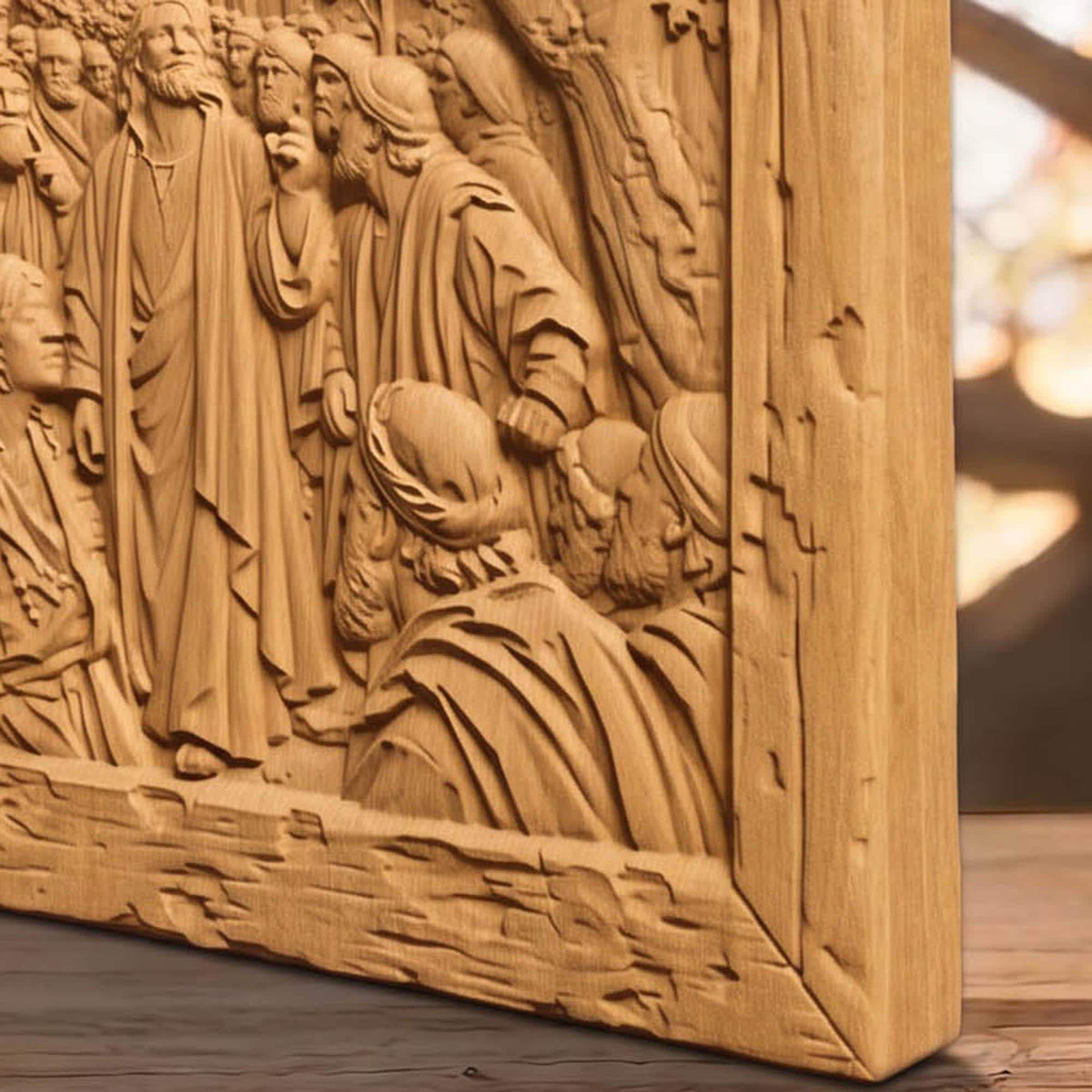 Jesus Talking to Zacchaeus on a Tree Wooden Carved Handmade Christian Icon  Byzantine Greek Orthodox Home Decor Cretan Holy Carvings