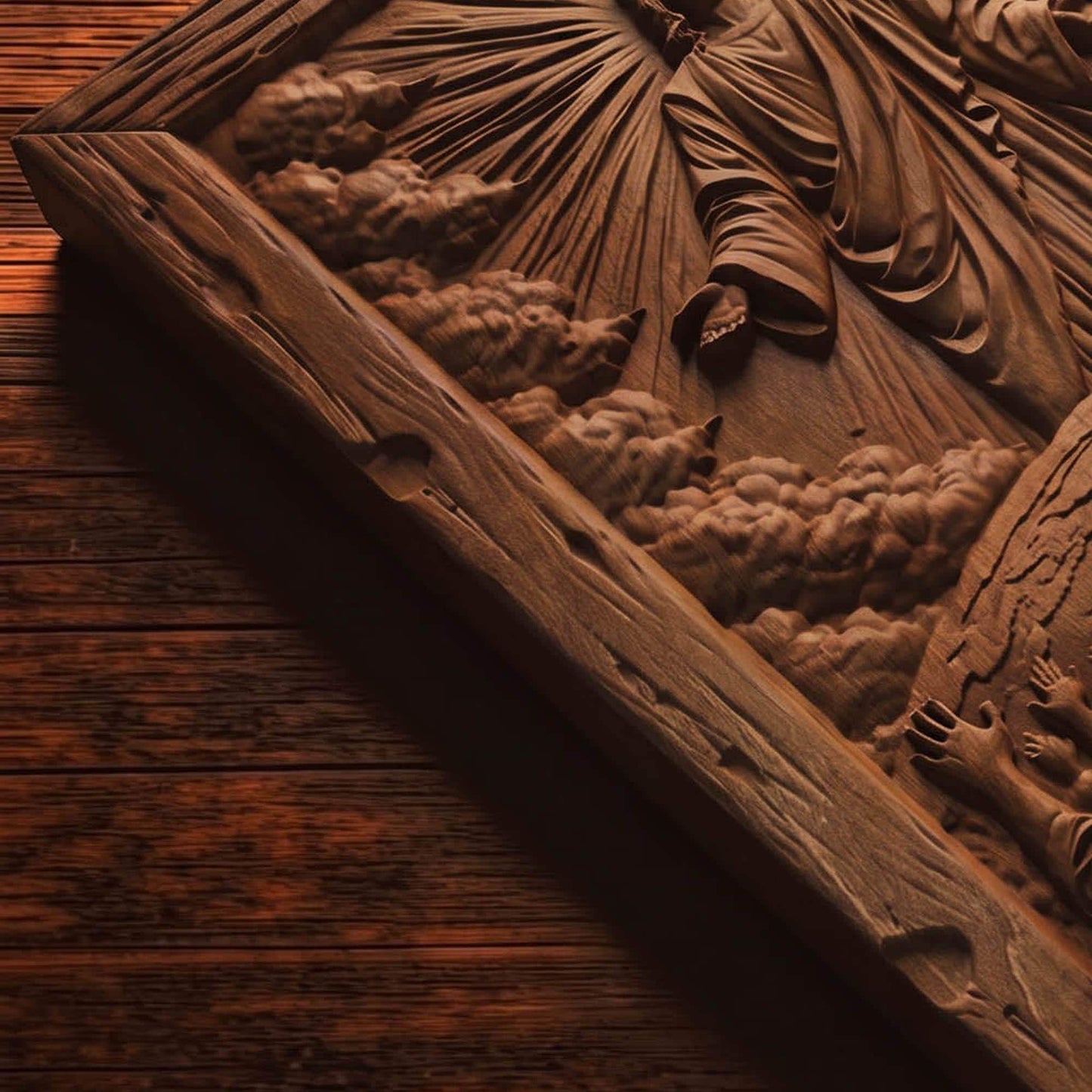 Jesus Blessing the World Wooden Carved Handmade Christian Icon  Byzantine Greek Orthodox Home Decor Cretan Holy Carvings
