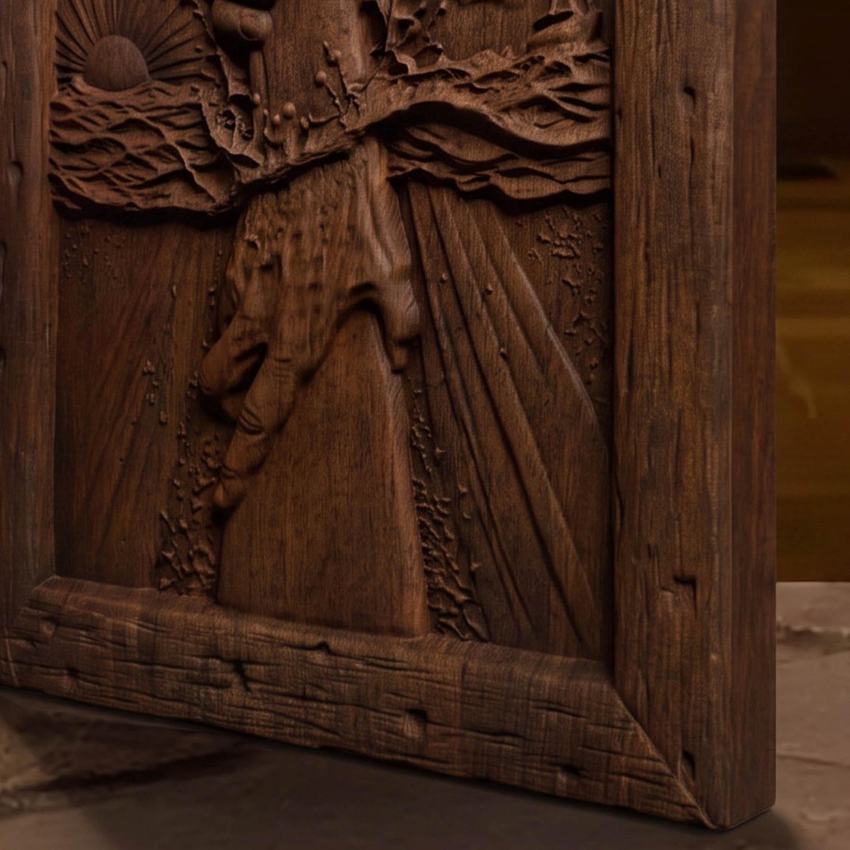 Hand of Help Wooden Carved Handmade Christian Icon  Byzantine Greek Orthodox Home Decor Cretan Holy Carvings