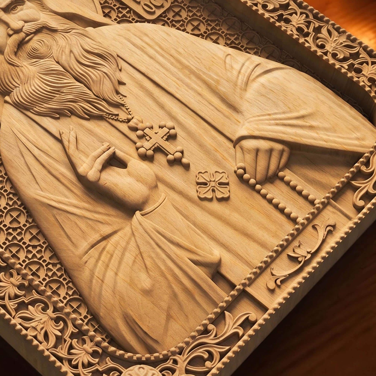 Saint Porphyrios of Kavsokalyvia Wooden Carved Handmade Christian Icon | Byzantine Greek Orthodox Home Art Decor