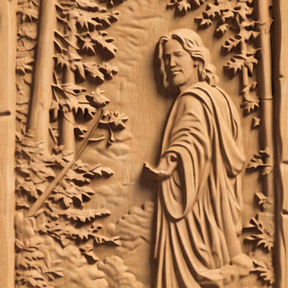 Jesus Christ Calling Wooden Carved Handmade Christian Icon  Byzantine Greek Orthodox Home Decor Cretan Holy Carvings