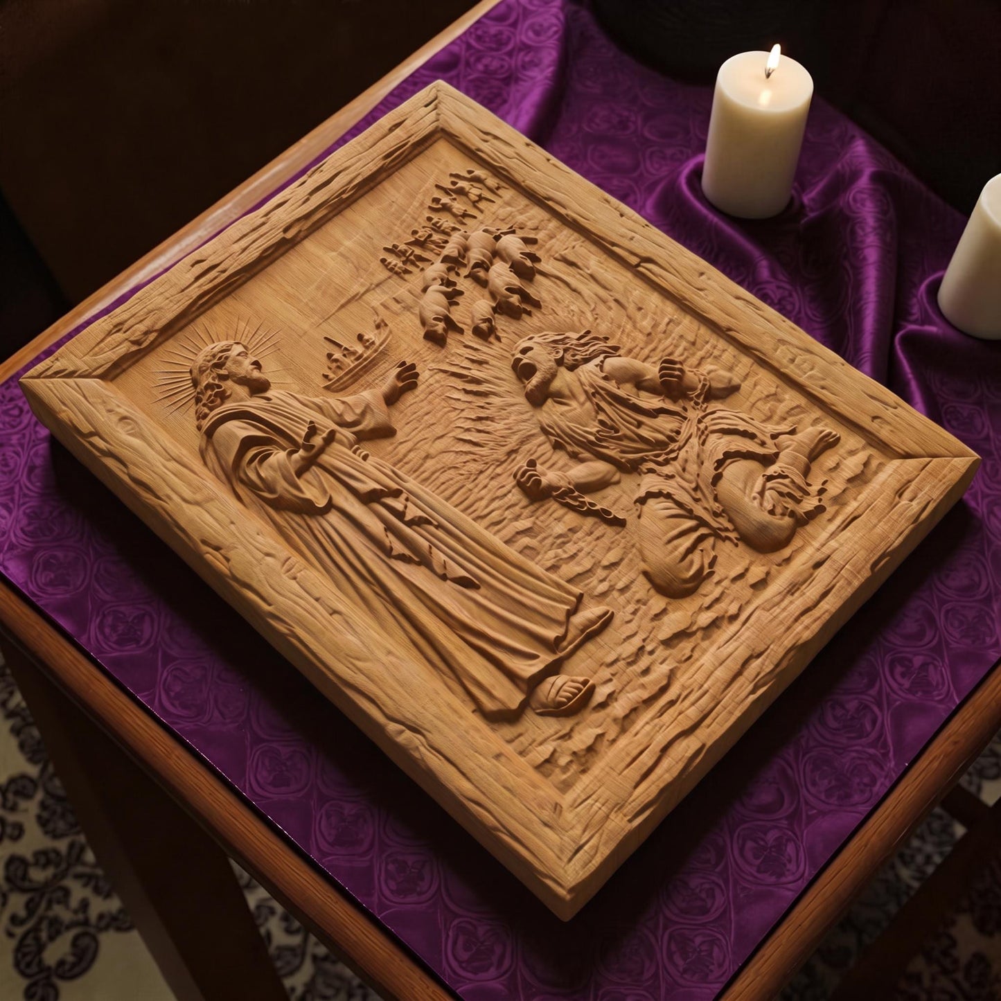 Jesus Heals the Demon-Possessed Man Wooden Carved Handmade Christian Icon  Byzantine Greek Orthodox Home Decor Cretan Holy Carvings