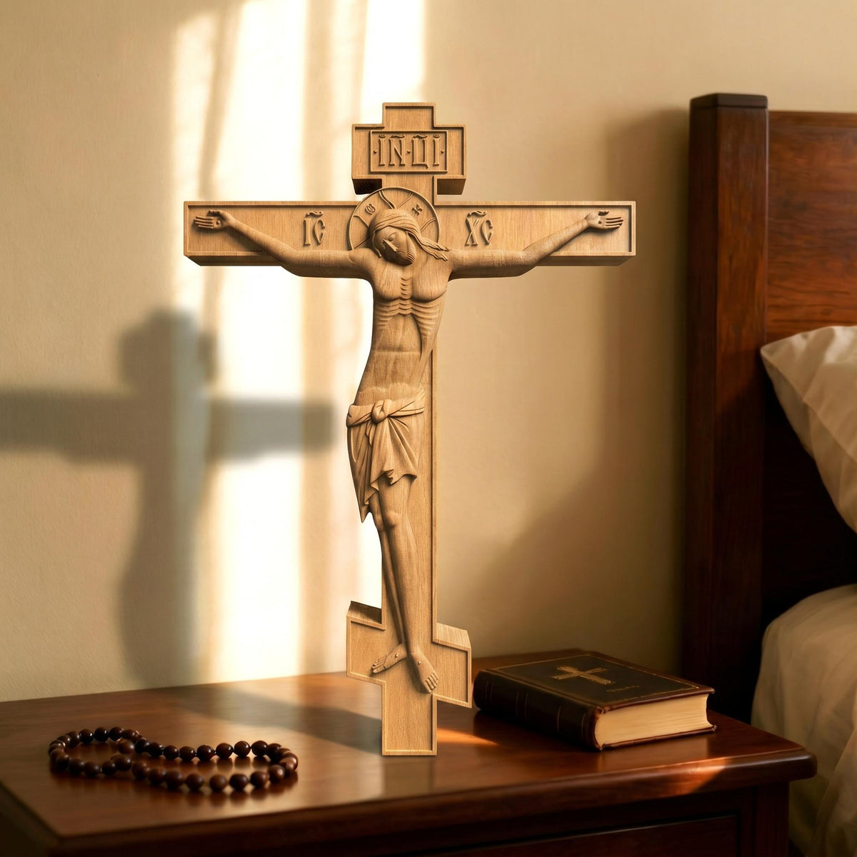 Hand Carved Cross No 4 | Wood Byzantine Greek Christian Wall Art Cretan Holy Carvings