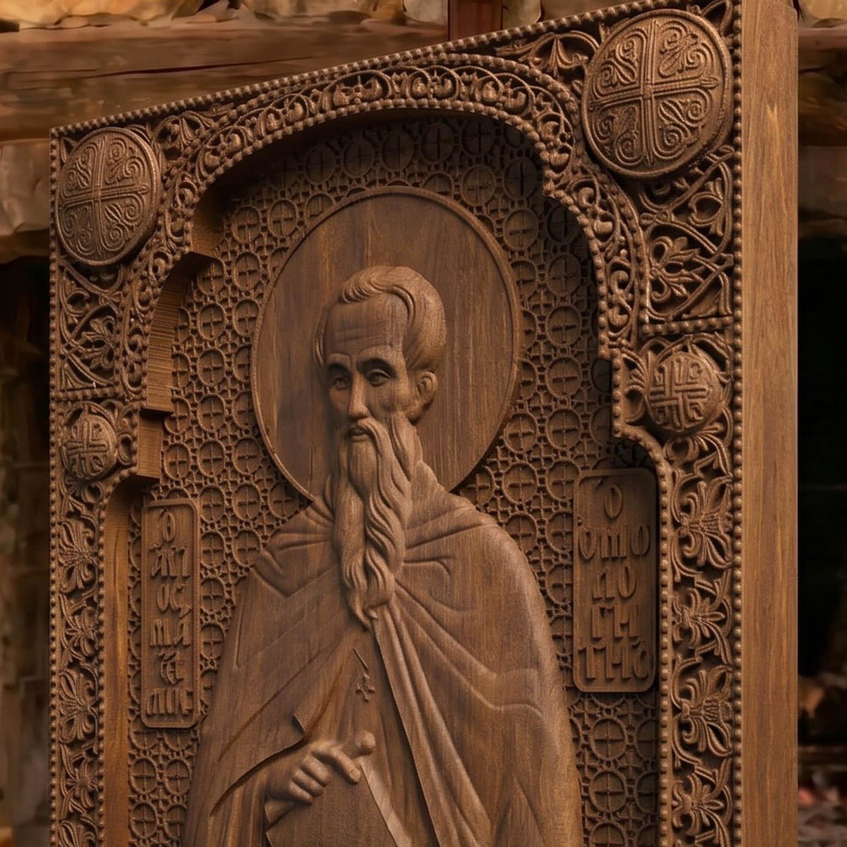 Saint Gregory the Confessor Wooden Carved Handmade Christian Icon | Byzantine Greek Orthodox Home Art Decor