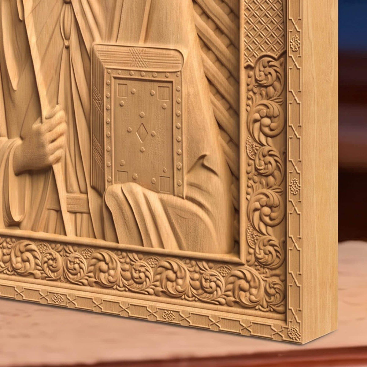 Saint Columba Wooden Carved Handmade Christian Icon | Byzantine Greek Orthodox Home Art Decor