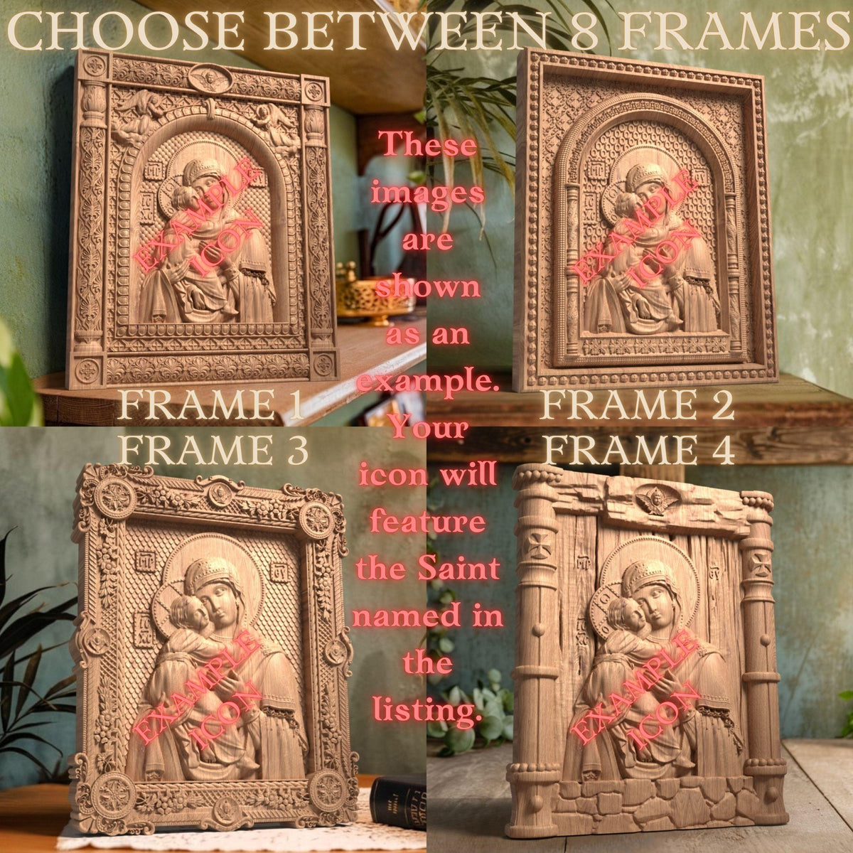 Prophet Solomon Wooden Carved Handmade Christian Icon Left Side Natural Wood Color Cretan Holy Carvings