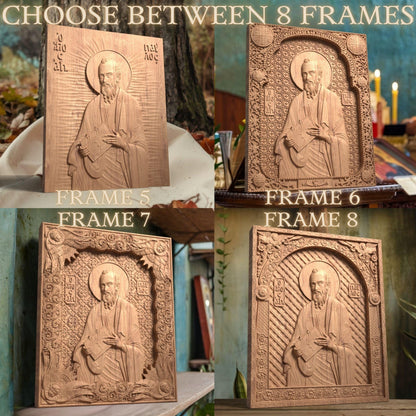 Saint Paul the Apostle Wooden Carved Handmade Christian Icon. Byzantine Greek Orthodox Home Art Decor.