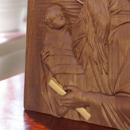 Saint Stylianos Wooden Carved Handmade Christian Icon. Byzantine Greek Orthodox Home Art Decor.