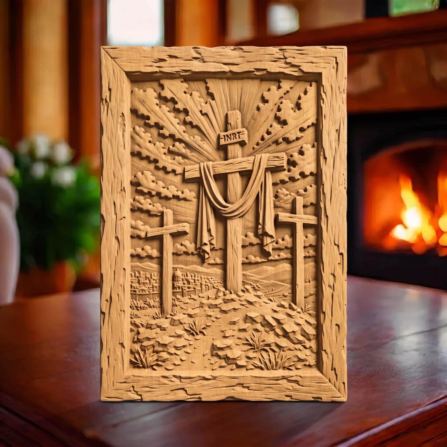 Jesus Christ Ultimate Sacrifice Wooden Carved Handmade Christian Icon  Byzantine Greek Orthodox Home Art Decor Cretan Holy Carvings