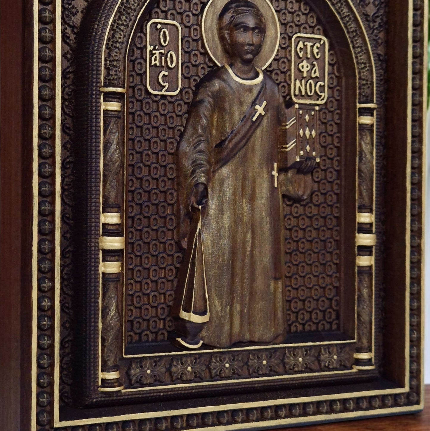 Άγιος Στέφανος Ξυλόγλυπτη Εικόνα.