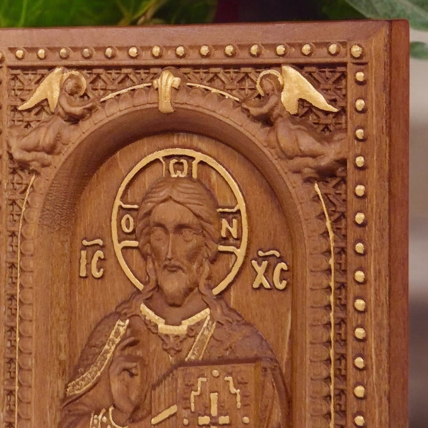 Ιησούς Χριστός και Παναγία Σετ Δύο Ξυλόγλυπτες Εικόνες.
