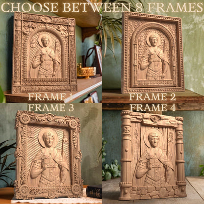 Άγιος Δημήτριος Θεσσαλονίκης Ξυλόγλυπτη Εικόνα.
