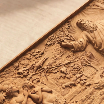 God Adam and Eve Wooden Bas Relief | Wood Panel Art | Sculptural Gift Idea