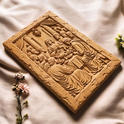 The Last Supper 2 Rustic Frame Wooden Carved Handmade Christian Icon  Byzantine Greek Orthodox Home Decor Cretan Holy Carvings