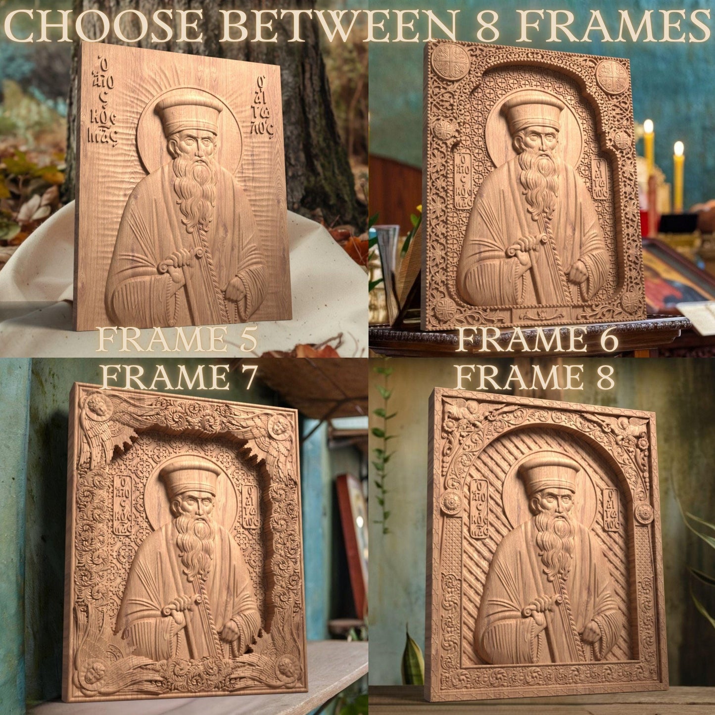 Άγιος Κοσμάς ο Αιτωλός Ξυλόγλυπτη Εικόνα.