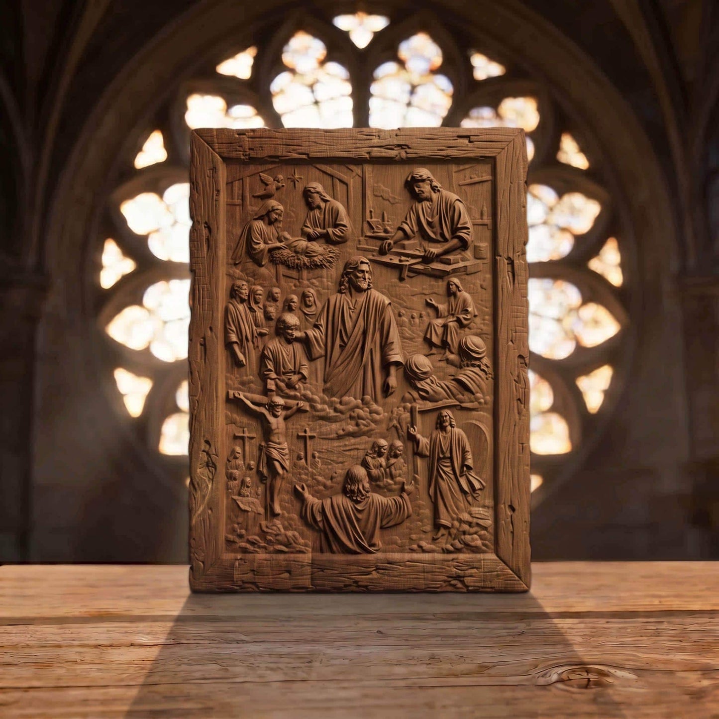 The Life of Jesus Christ Wooden Carved Handmade Christian Icon  Byzantine Greek Orthodox Home Decor Cretan Holy Carvings