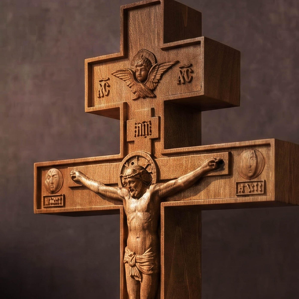 Hand Carved Cross No 6 | Wood Byzantine Greek Christian Wall Art Cretan Holy Carvings